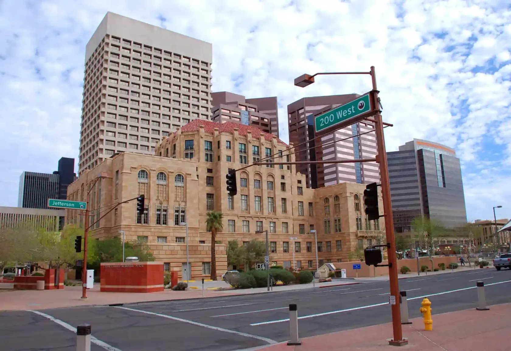 Downtown Phoenix buildings beside Jefferson Street
